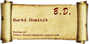 Barkó Dominik névjegykártya